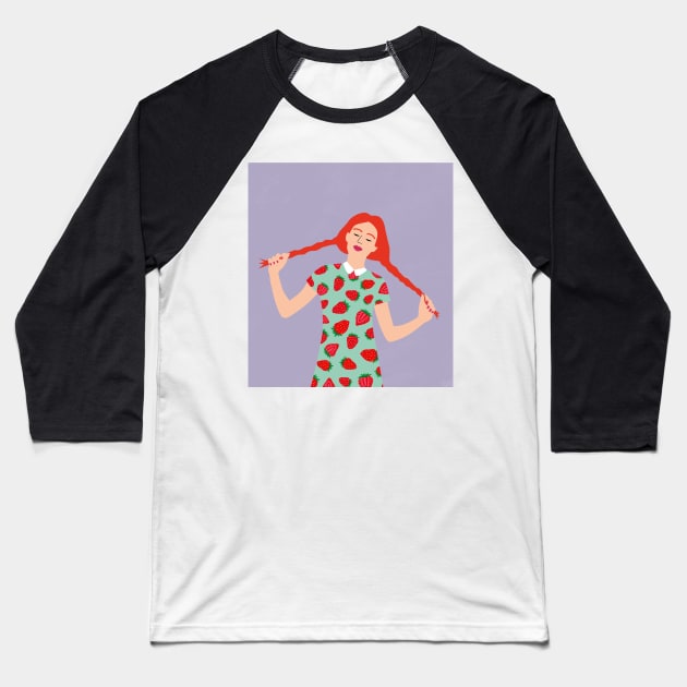 Pigtails Baseball T-Shirt by Shwin